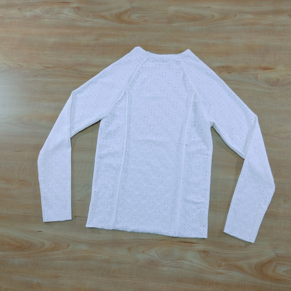 Willow + Root Womens Eyelet Top M White Polyester Blend Casual Excellent